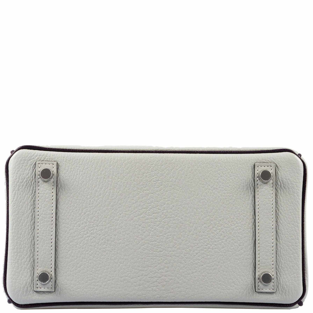 HermÃƒÆ’Ã‚Â¨s Birkin 25 HSS Bi-Color Gris Perle and Raisin Chevre Brushed Palladium Hardware - Special Edition