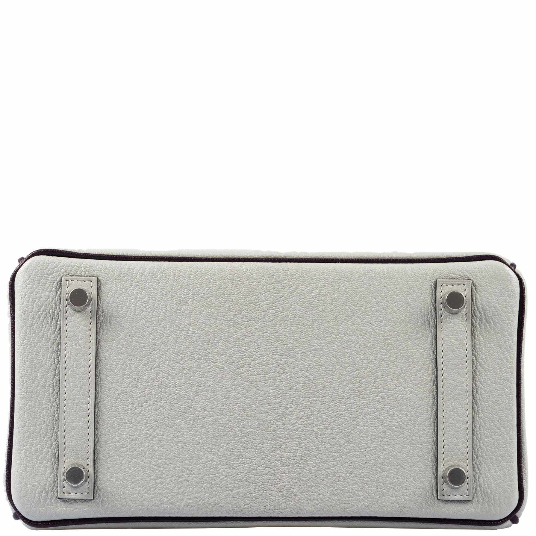 HermÃƒÆ’Ã‚Â¨s Birkin 25 HSS Bi-Color Gris Perle and Raisin Chevre Brushed Palladium Hardware - Special Edition
