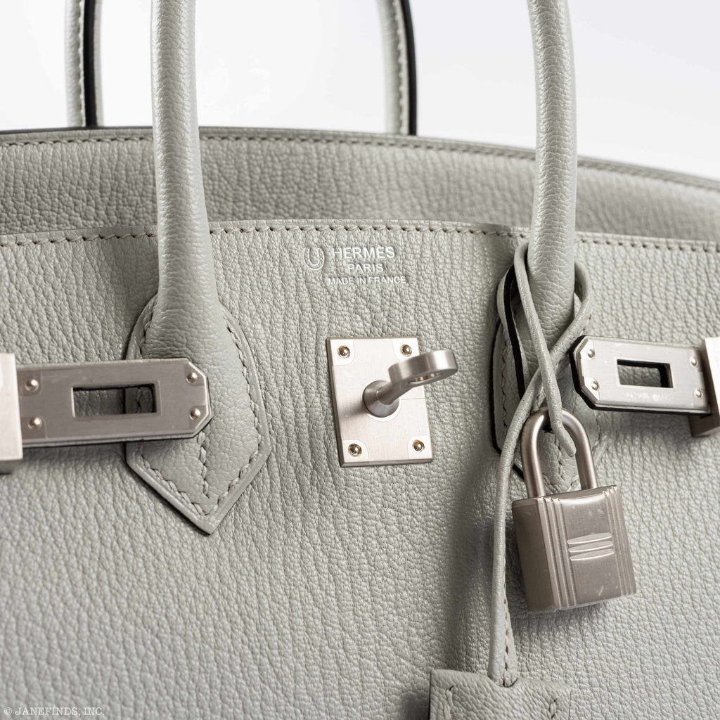 HermÃƒÆ’Ã‚Â¨s Birkin 25 HSS Bi-Color Gris Perle and Raisin Chevre Brushed Palladium Hardware - Special Edition