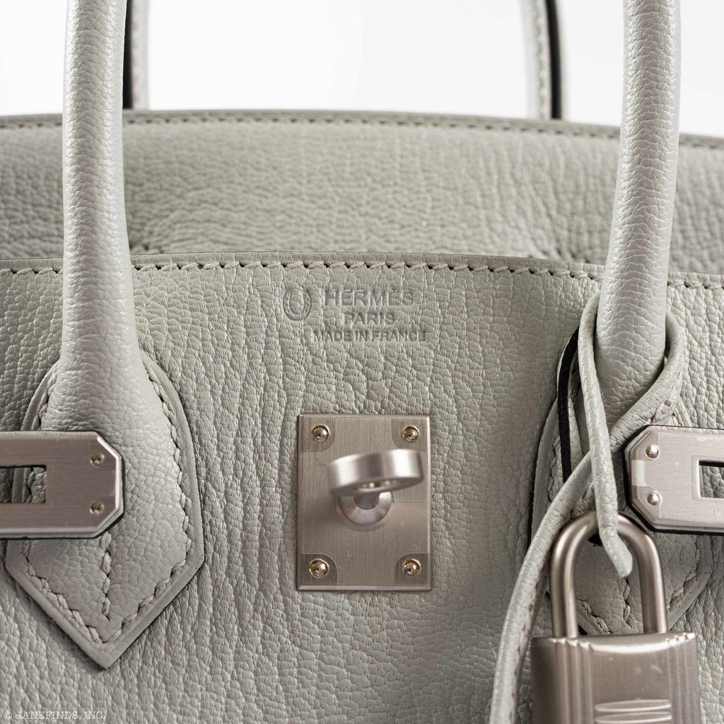 HermÃƒÆ’Ã‚Â¨s Birkin 25 HSS Bi-Color Gris Perle and Raisin Chevre Brushed Palladium Hardware - Special Edition