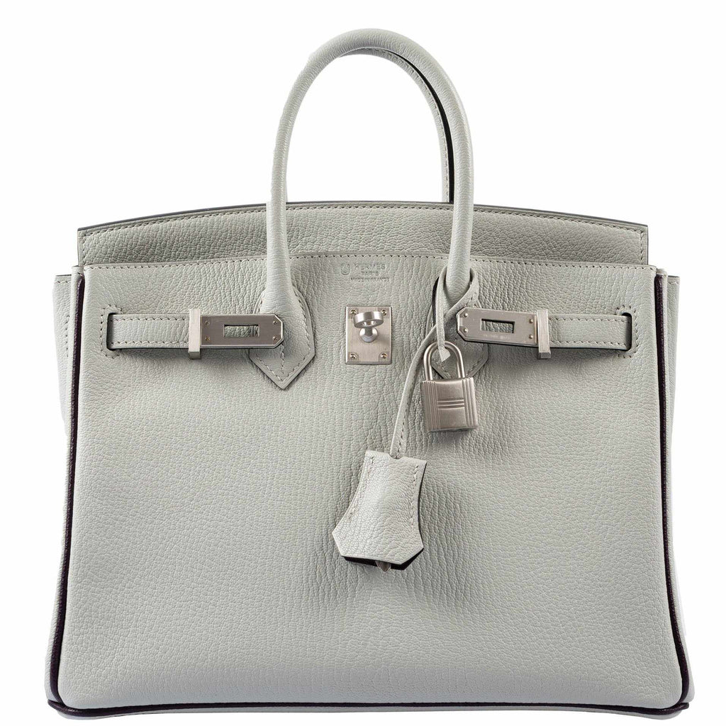 HermÃƒÆ’Ã‚Â¨s Birkin 25 HSS Bi-Color Gris Perle and Raisin Chevre Brushed Palladium Hardware - Special Edition