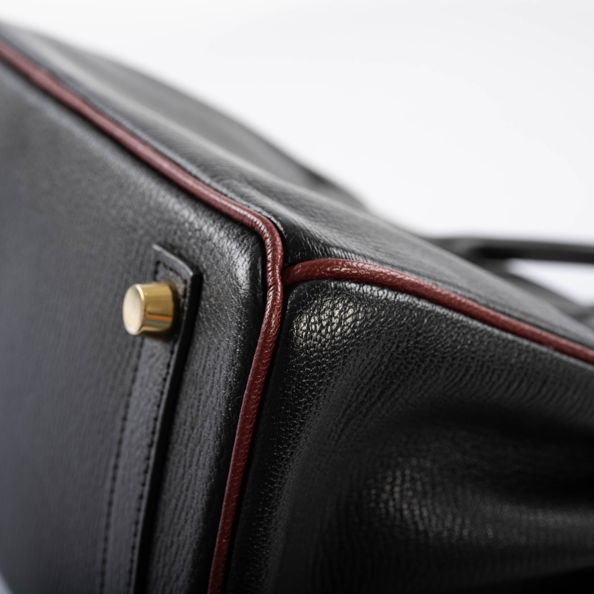 HermÃƒÆ’Ã‚Â¨s Birkin 25 HSS Black ChÃƒÆ’Ã‚Â¨vre with Rouge H Piping & Interior with Gold Hardware