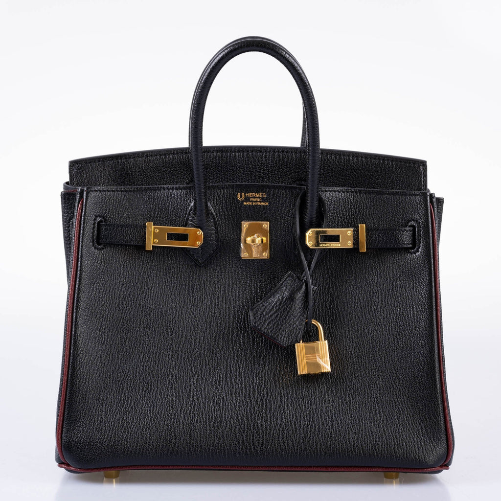 HermÃƒÆ’Ã‚Â¨s Birkin 25 HSS Black ChÃƒÆ’Ã‚Â¨vre with Rouge H Piping & Interior with Gold Hardware