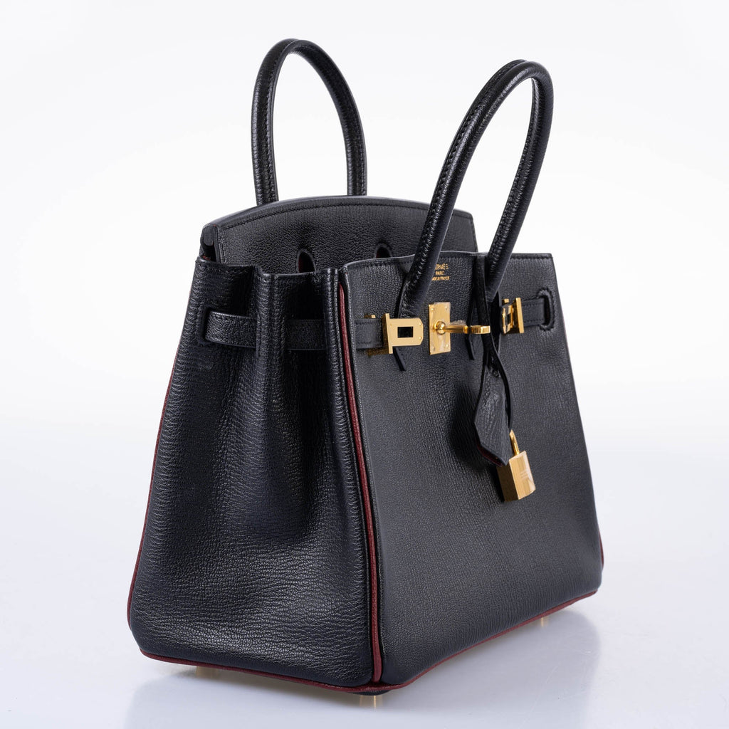 HermÃƒÆ’Ã‚Â¨s Birkin 25 HSS Black ChÃƒÆ’Ã‚Â¨vre with Rouge H Piping & Interior with Gold Hardware