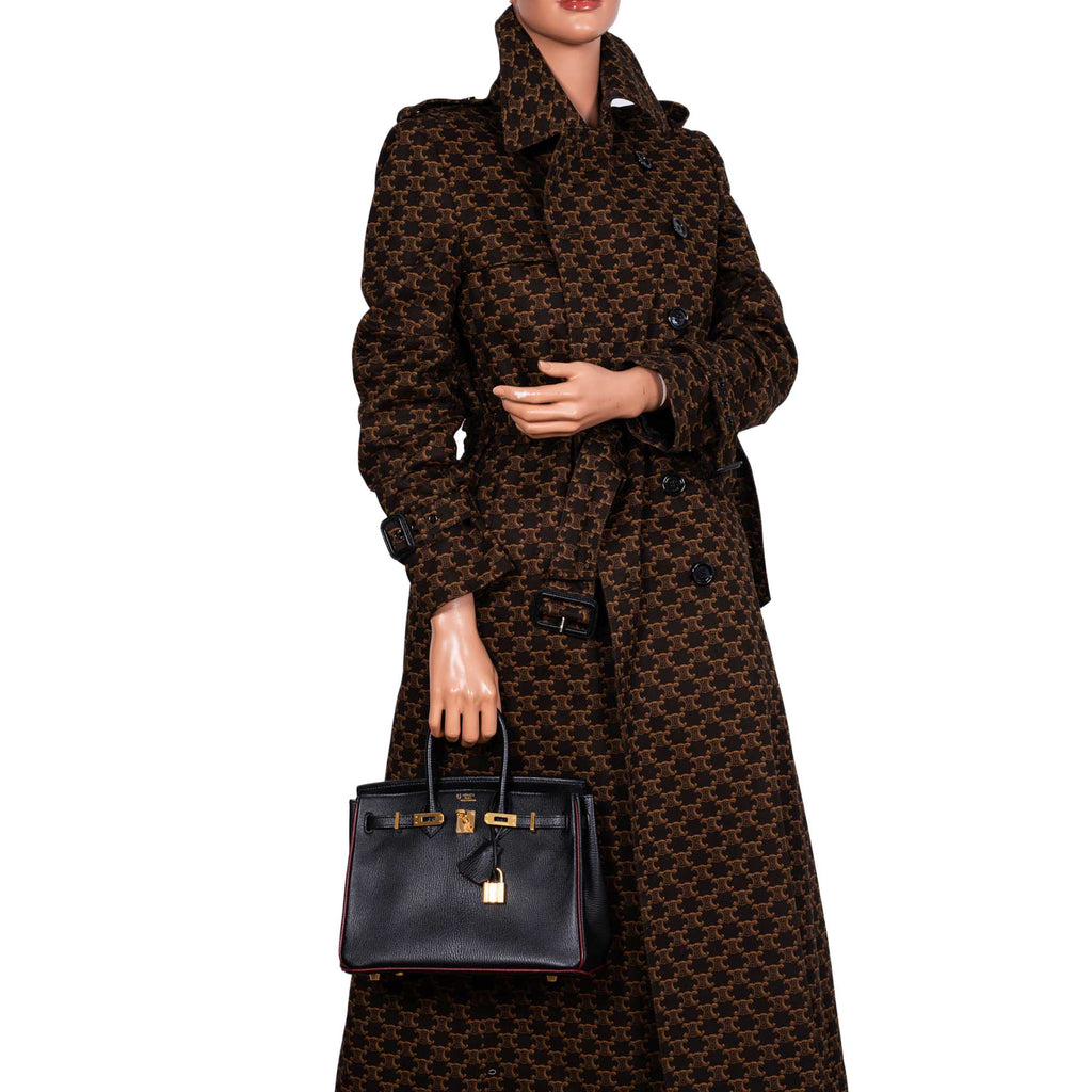 HermÃƒÆ’Ã‚Â¨s Birkin 25 HSS Black ChÃƒÆ’Ã‚Â¨vre with Rouge H Piping & Interior with Gold Hardware