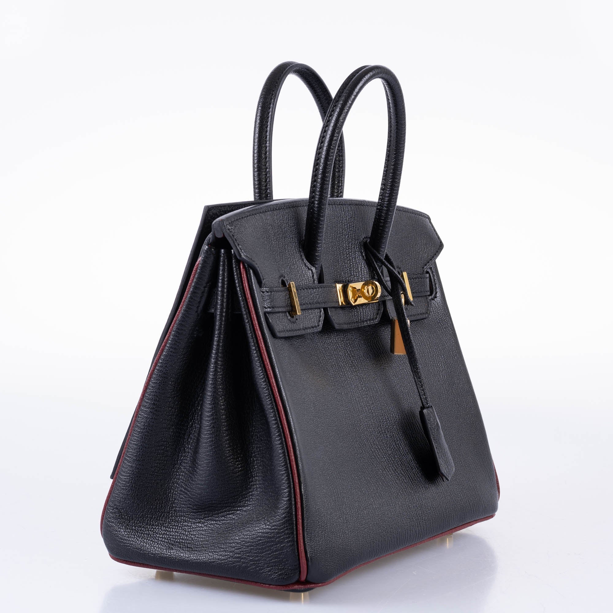 HermÃƒÆ’Ã‚Â¨s Birkin 25 HSS Black ChÃƒÆ’Ã‚Â¨vre with Rouge H Piping & Interior with Gold Hardware