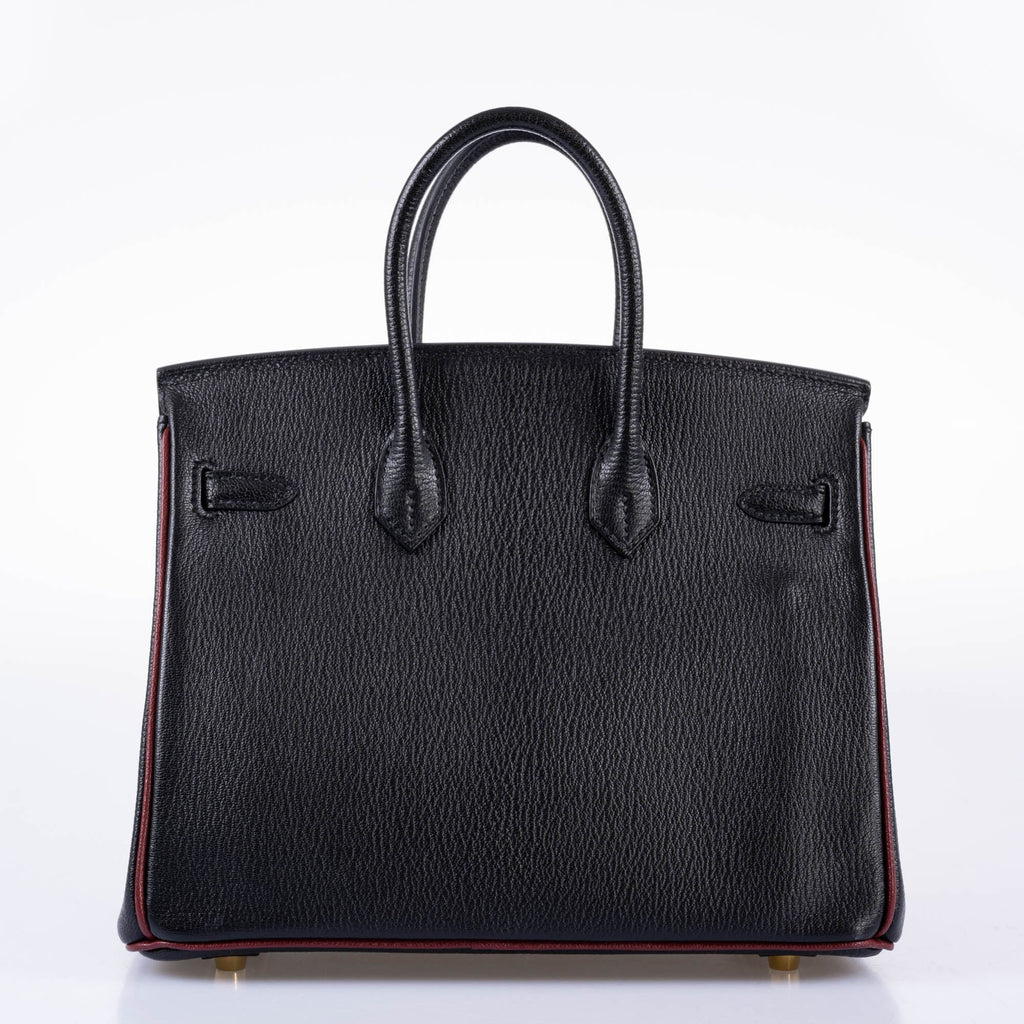 HermÃƒÆ’Ã‚Â¨s Birkin 25 HSS Black ChÃƒÆ’Ã‚Â¨vre with Rouge H Piping & Interior with Gold Hardware
