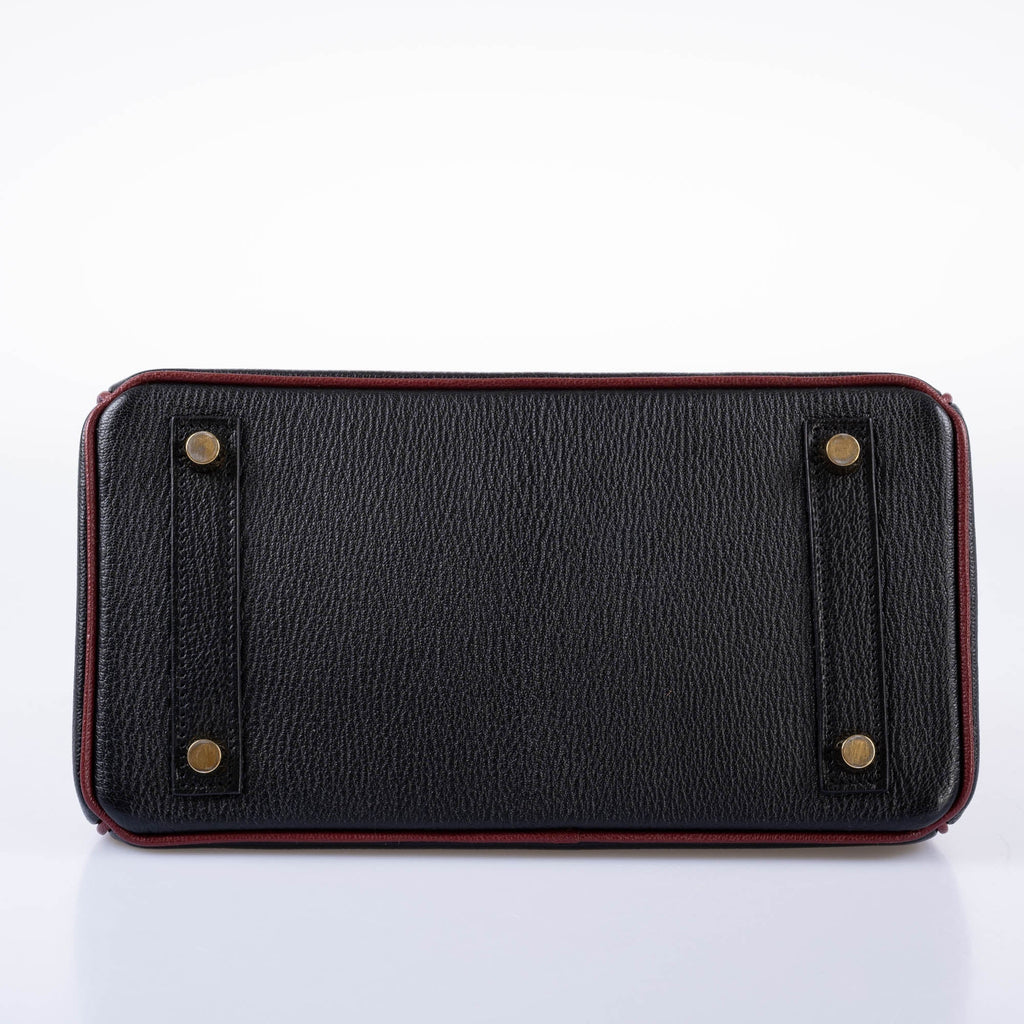 HermÃƒÆ’Ã‚Â¨s Birkin 25 HSS Black ChÃƒÆ’Ã‚Â¨vre with Rouge H Piping & Interior with Gold Hardware