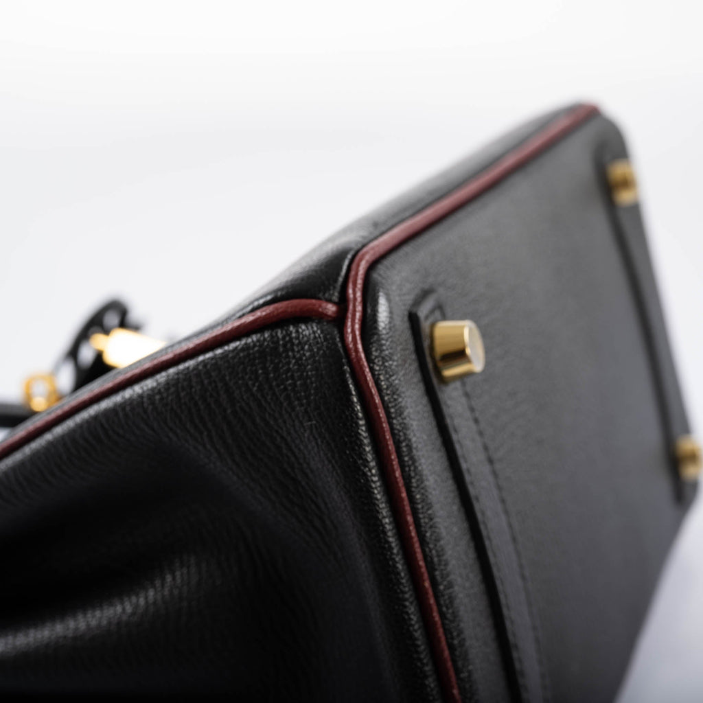 HermÃƒÆ’Ã‚Â¨s Birkin 25 HSS Black ChÃƒÆ’Ã‚Â¨vre with Rouge H Piping & Interior with Gold Hardware