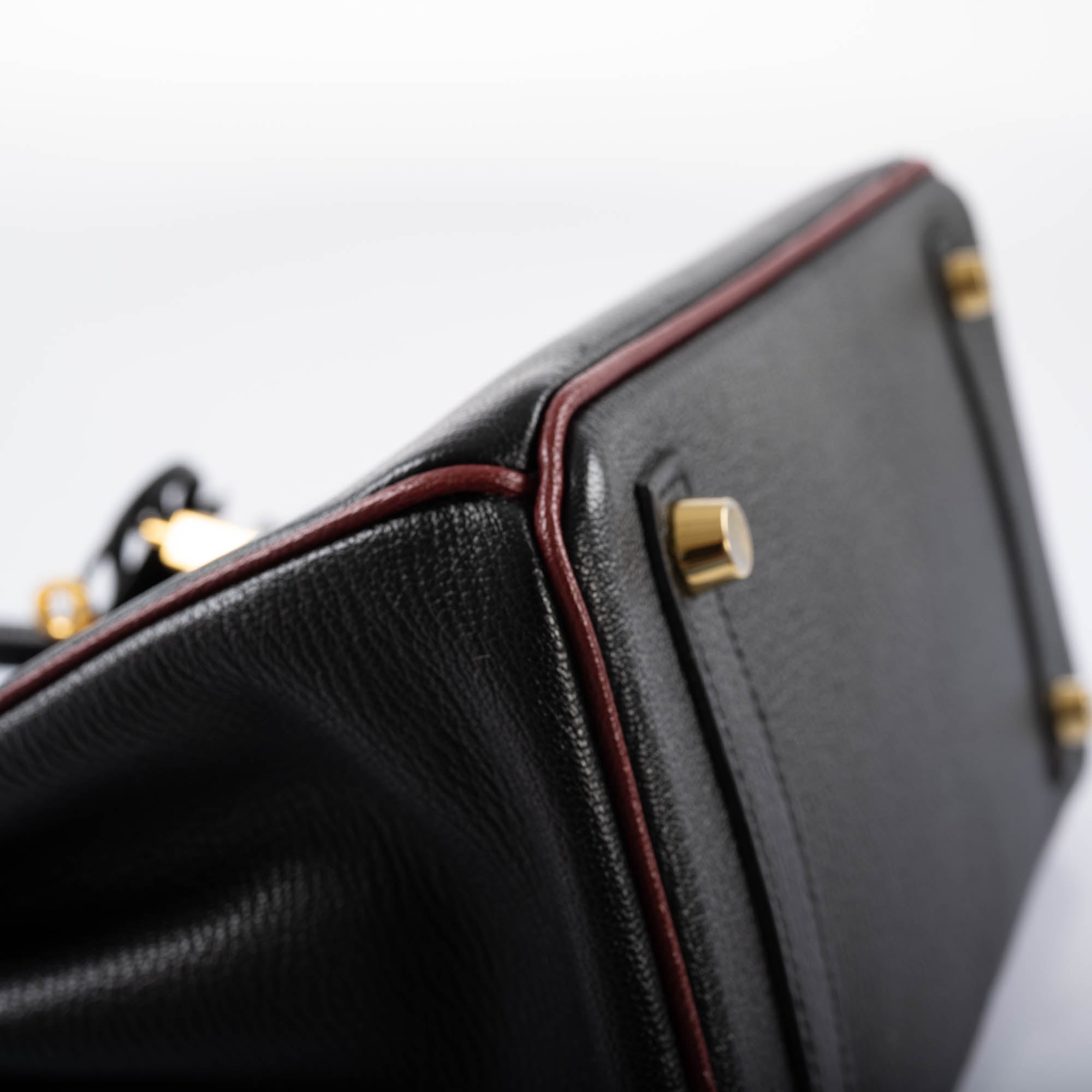 HermÃƒÆ’Ã‚Â¨s Birkin 25 HSS Black ChÃƒÆ’Ã‚Â¨vre with Rouge H Piping & Interior with Gold Hardware