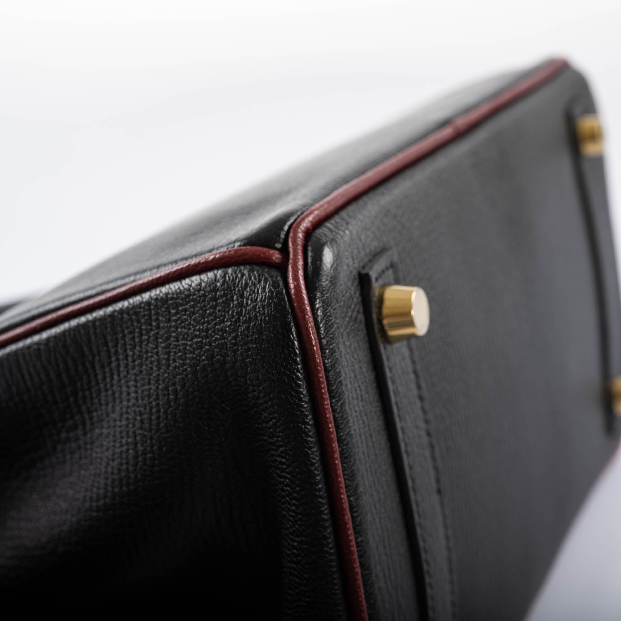 HermÃƒÆ’Ã‚Â¨s Birkin 25 HSS Black ChÃƒÆ’Ã‚Â¨vre with Rouge H Piping & Interior with Gold Hardware