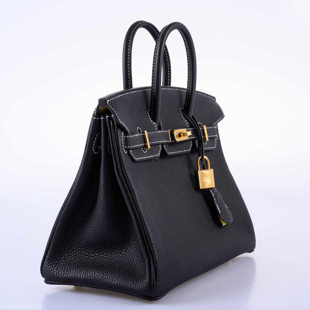 HermÃƒÆ’Ã‚Â¨s Birkin 25 HSS Black Togo & Lime Gold Hardware - 2020, Y