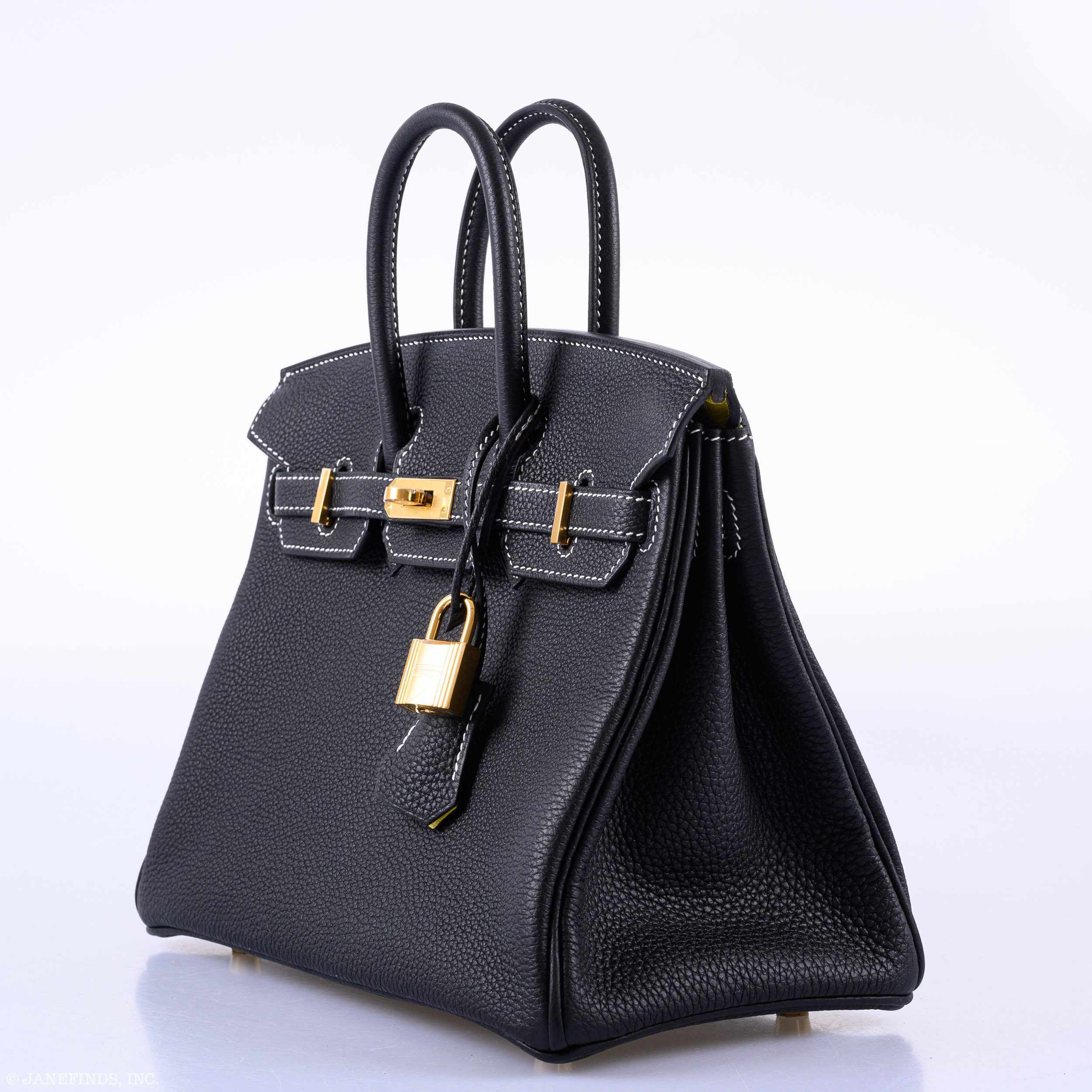 HermÃƒÆ’Ã‚Â¨s Birkin 25 HSS Black Togo & Lime Gold Hardware - 2020, Y