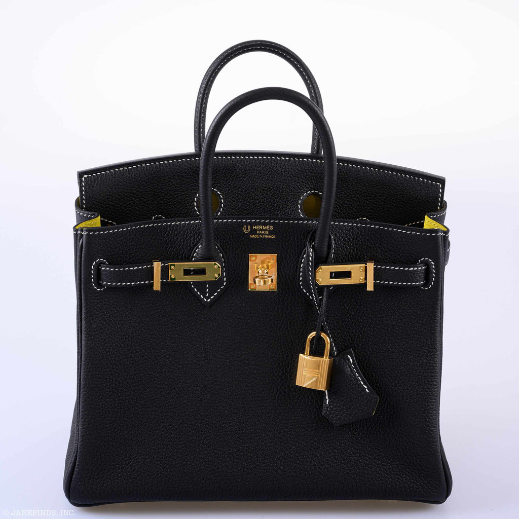 HermÃƒÆ’Ã‚Â¨s Birkin 25 HSS Black Togo & Lime Gold Hardware - 2020, Y