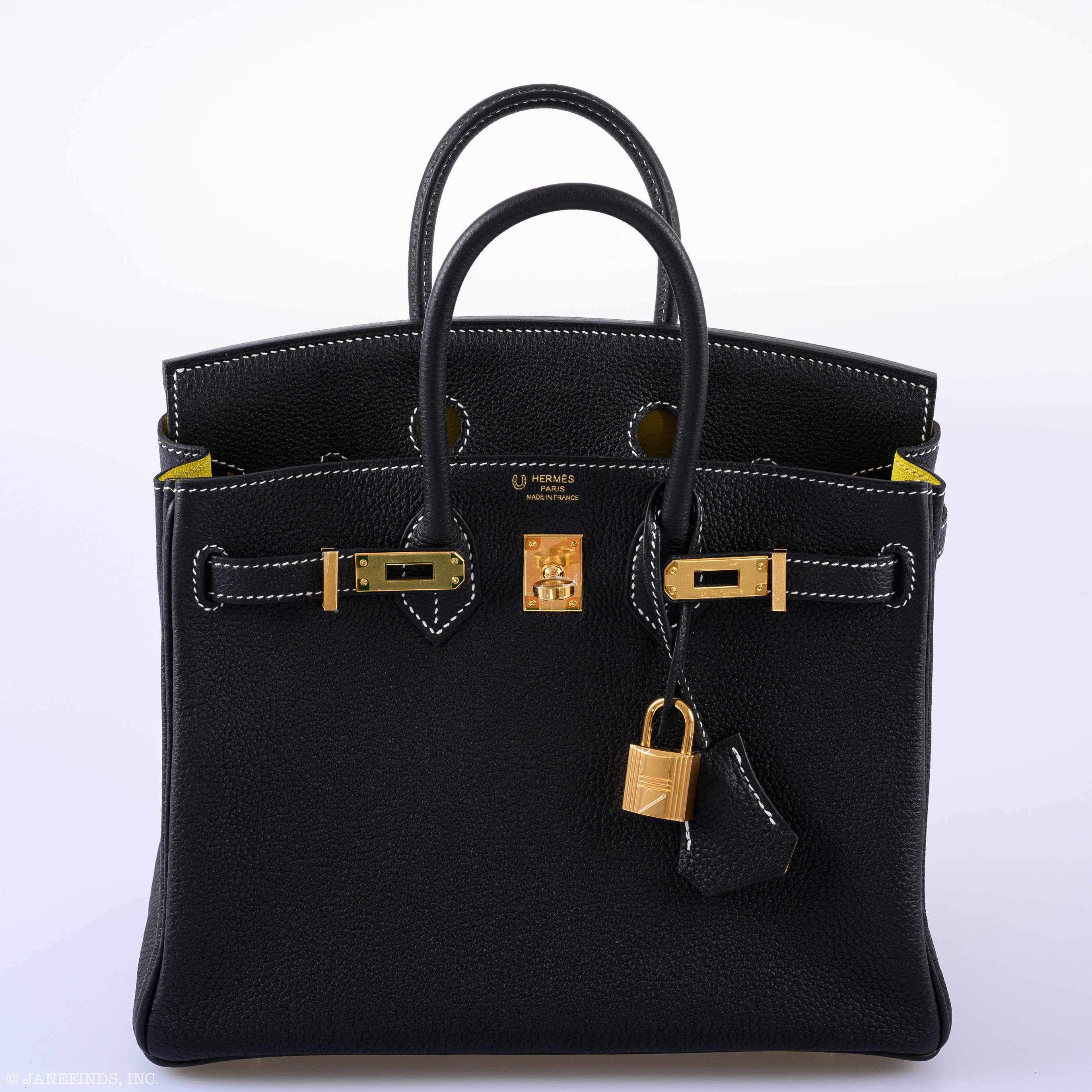 HermÃƒÆ’Ã‚Â¨s Birkin 25 HSS Black Togo & Lime Gold Hardware - 2020, Y