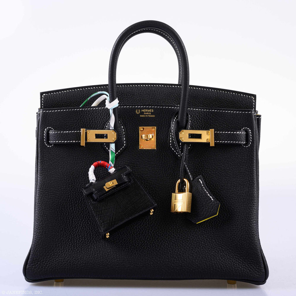 HermÃƒÆ’Ã‚Â¨s Birkin 25 HSS Black Togo & Lime Gold Hardware - 2020, Y