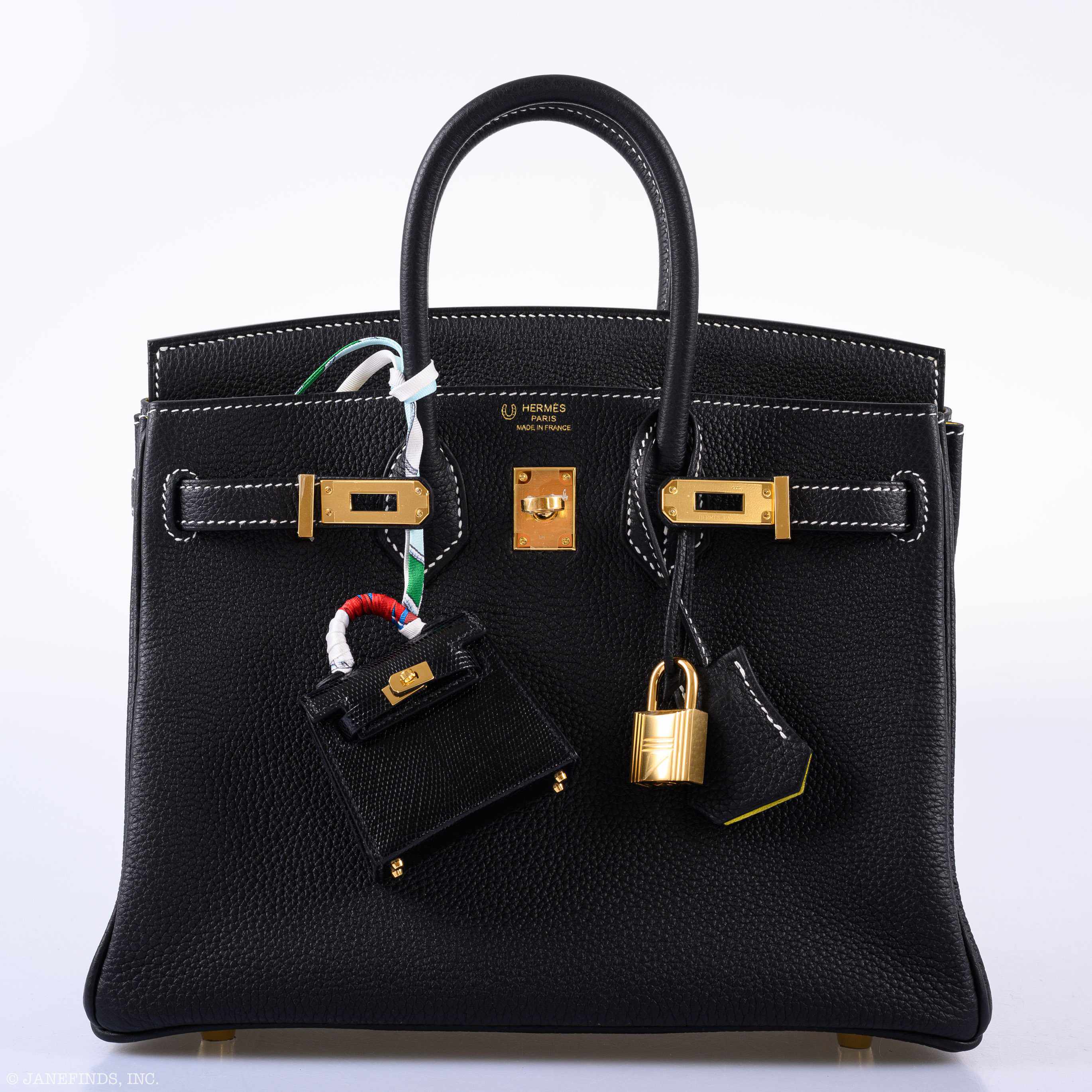 HermÃƒÆ’Ã‚Â¨s Birkin 25 HSS Black Togo & Lime Gold Hardware - 2020, Y