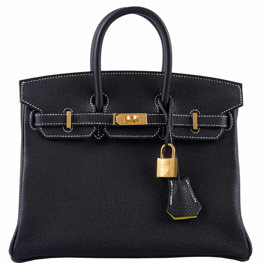 HermÃƒÆ’Ã‚Â¨s Birkin 25 HSS Black Togo & Lime Gold Hardware - 2020, Y