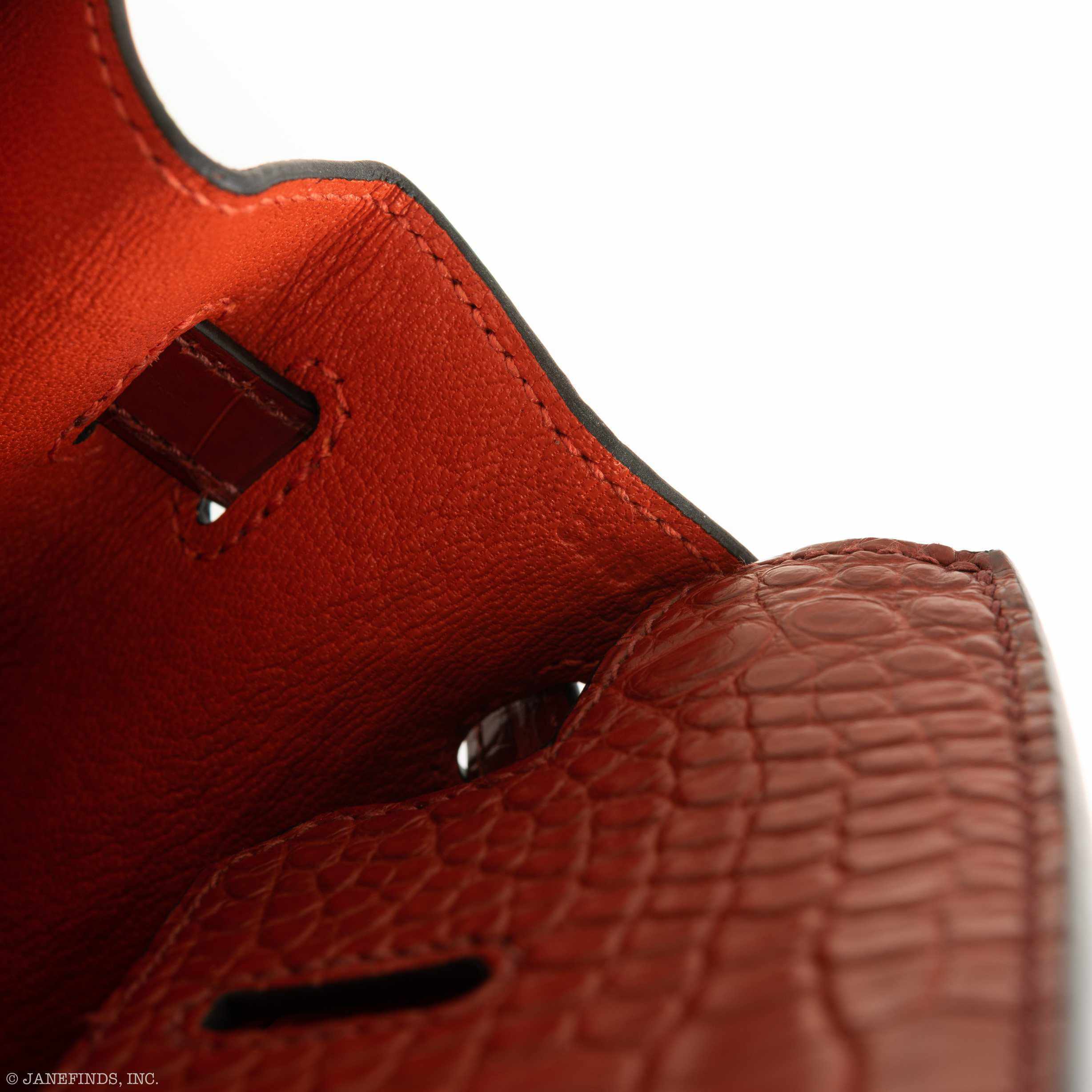 HermÃƒÆ’Ã‚Â¨s Birkin 25 HSS Rouge H Alligator & Orange Interior Gold Hardware