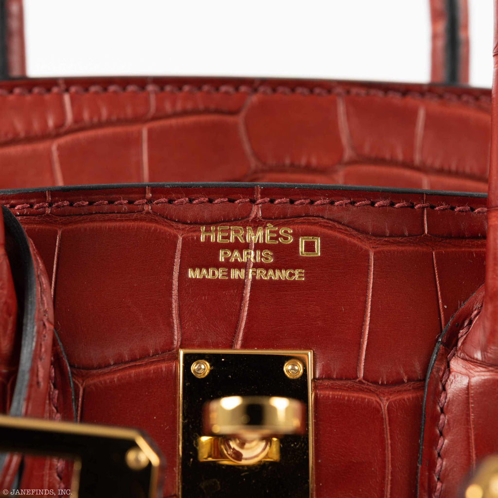 HermÃƒÆ’Ã‚Â¨s Birkin 25 HSS Rouge H Alligator & Orange Interior Gold Hardware
