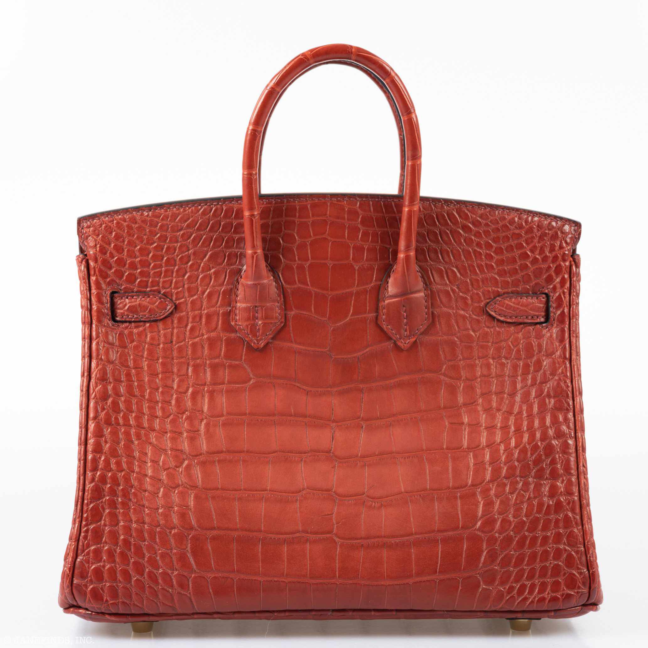 HermÃƒÆ’Ã‚Â¨s Birkin 25 HSS Rouge H Alligator & Orange Interior Gold Hardware