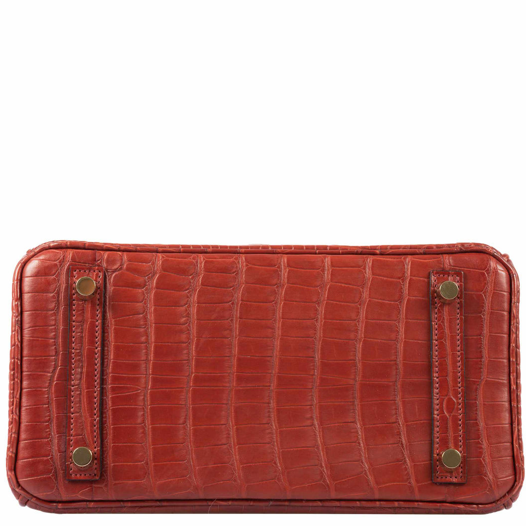 HermÃƒÆ’Ã‚Â¨s Birkin 25 HSS Rouge H Alligator & Orange Interior Gold Hardware