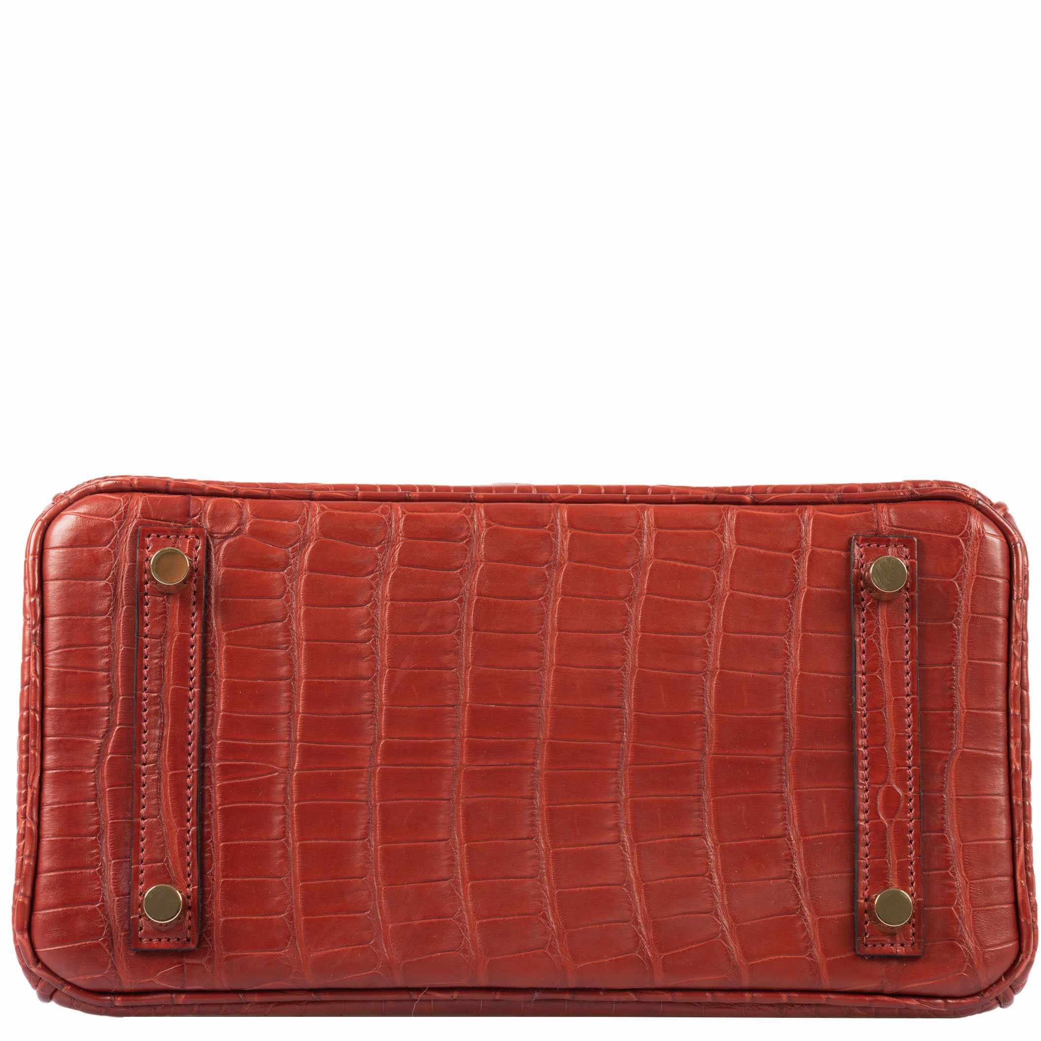 HermÃƒÆ’Ã‚Â¨s Birkin 25 HSS Rouge H Alligator & Orange Interior Gold Hardware