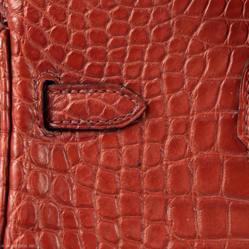 HermÃƒÆ’Ã‚Â¨s Birkin 25 HSS Rouge H Alligator & Orange Interior Gold Hardware