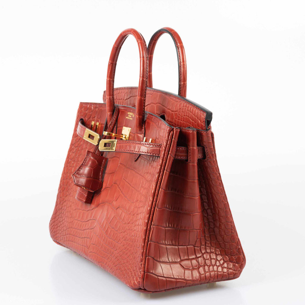 HermÃƒÆ’Ã‚Â¨s Birkin 25 HSS Rouge H Alligator & Orange Interior Gold Hardware