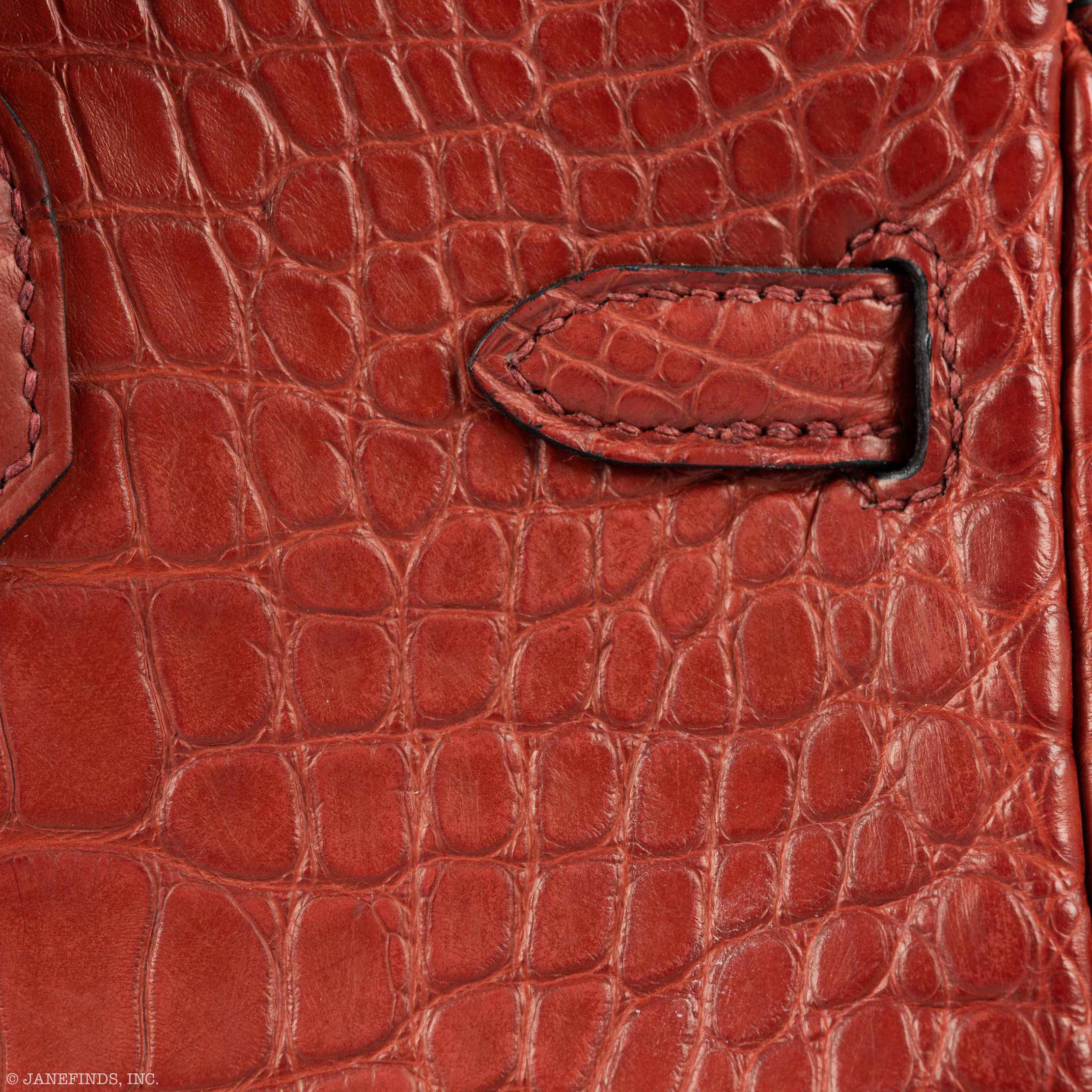 HermÃƒÆ’Ã‚Â¨s Birkin 25 HSS Rouge H Alligator & Orange Interior Gold Hardware