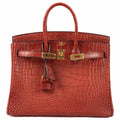 HermÃƒÆ’Ã‚Â¨s Birkin 25 HSS Rouge H Alligator & Orange Interior Gold Hardware
