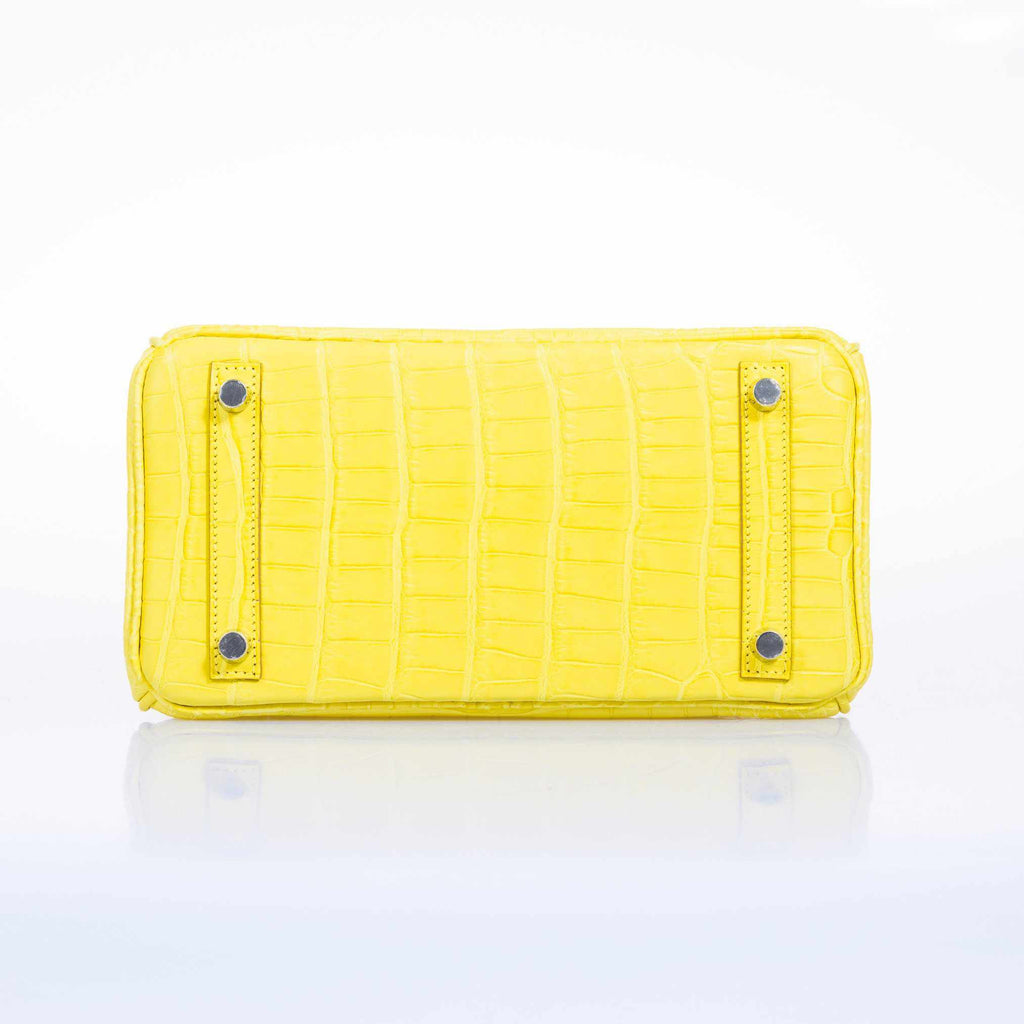 HermÃƒÆ’Ã‚Â¨s Birkin 25 Lime Yellow Matte Alligator Palladium Hardware