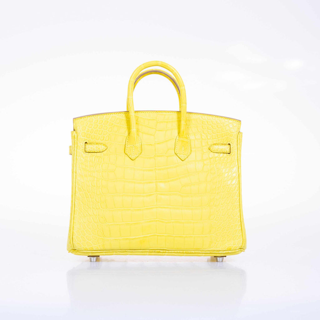 HermÃƒÆ’Ã‚Â¨s Birkin 25 Lime Yellow Matte Alligator Palladium Hardware