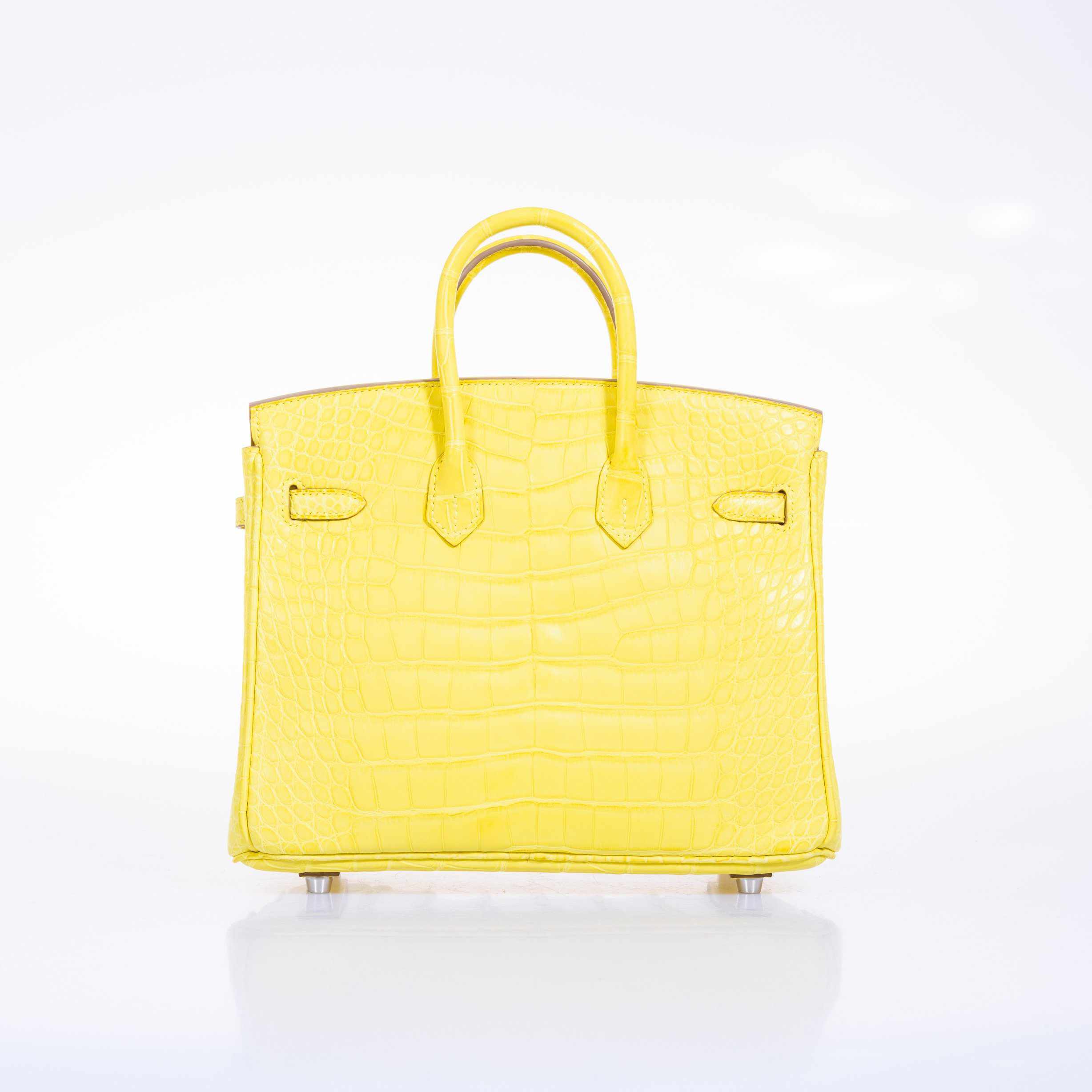 HermÃƒÆ’Ã‚Â¨s Birkin 25 Lime Yellow Matte Alligator Palladium Hardware