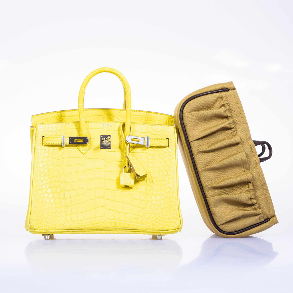 HermÃƒÆ’Ã‚Â¨s Birkin 25 Lime Yellow Matte Alligator Palladium Hardware