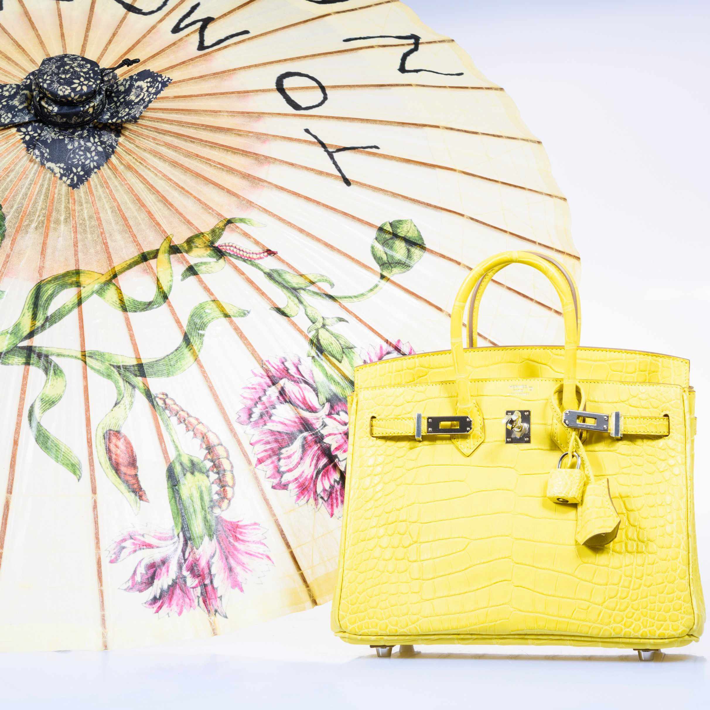 HermÃƒÆ’Ã‚Â¨s Birkin 25 Lime Yellow Matte Alligator Palladium Hardware