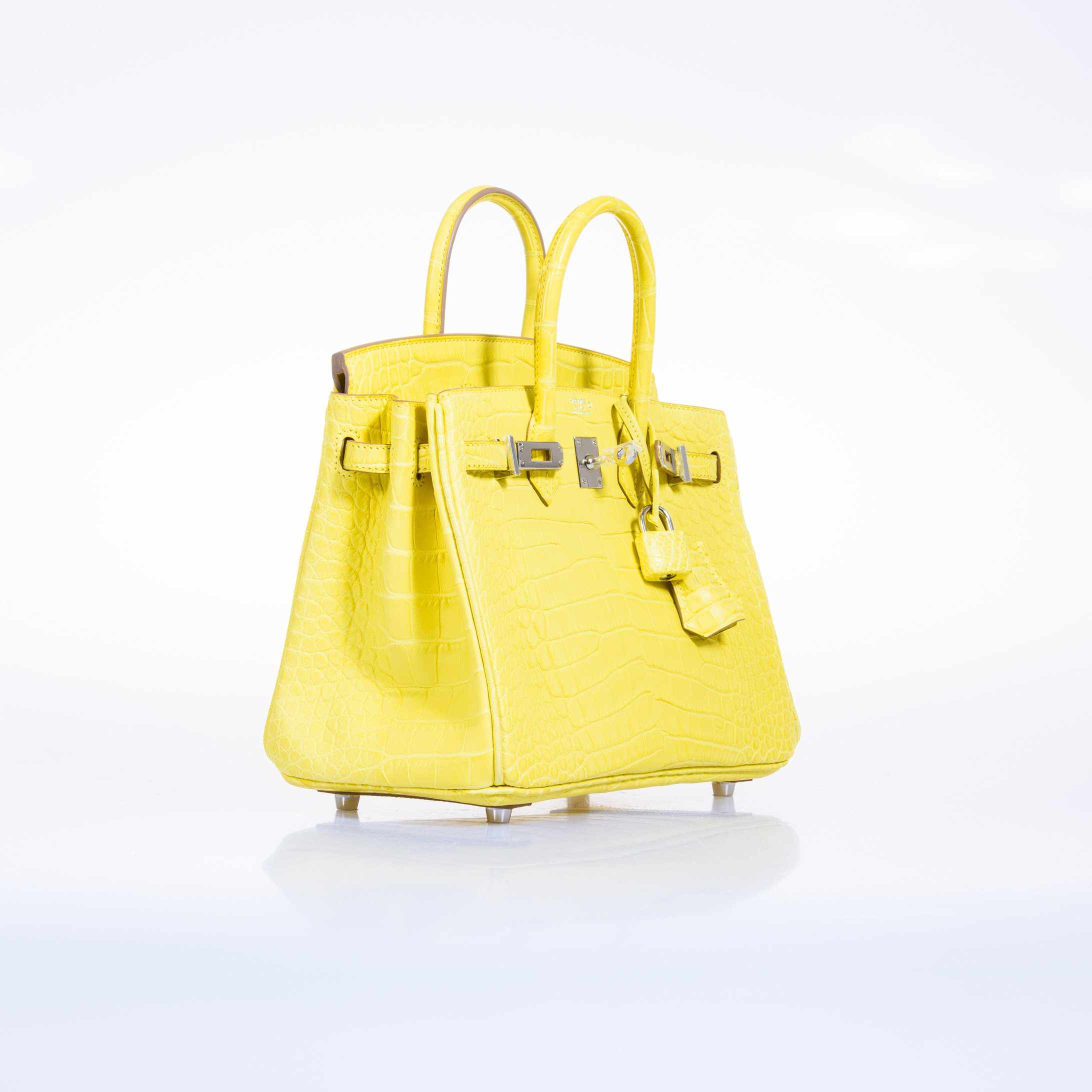 HermÃƒÆ’Ã‚Â¨s Birkin 25 Lime Yellow Matte Alligator Palladium Hardware