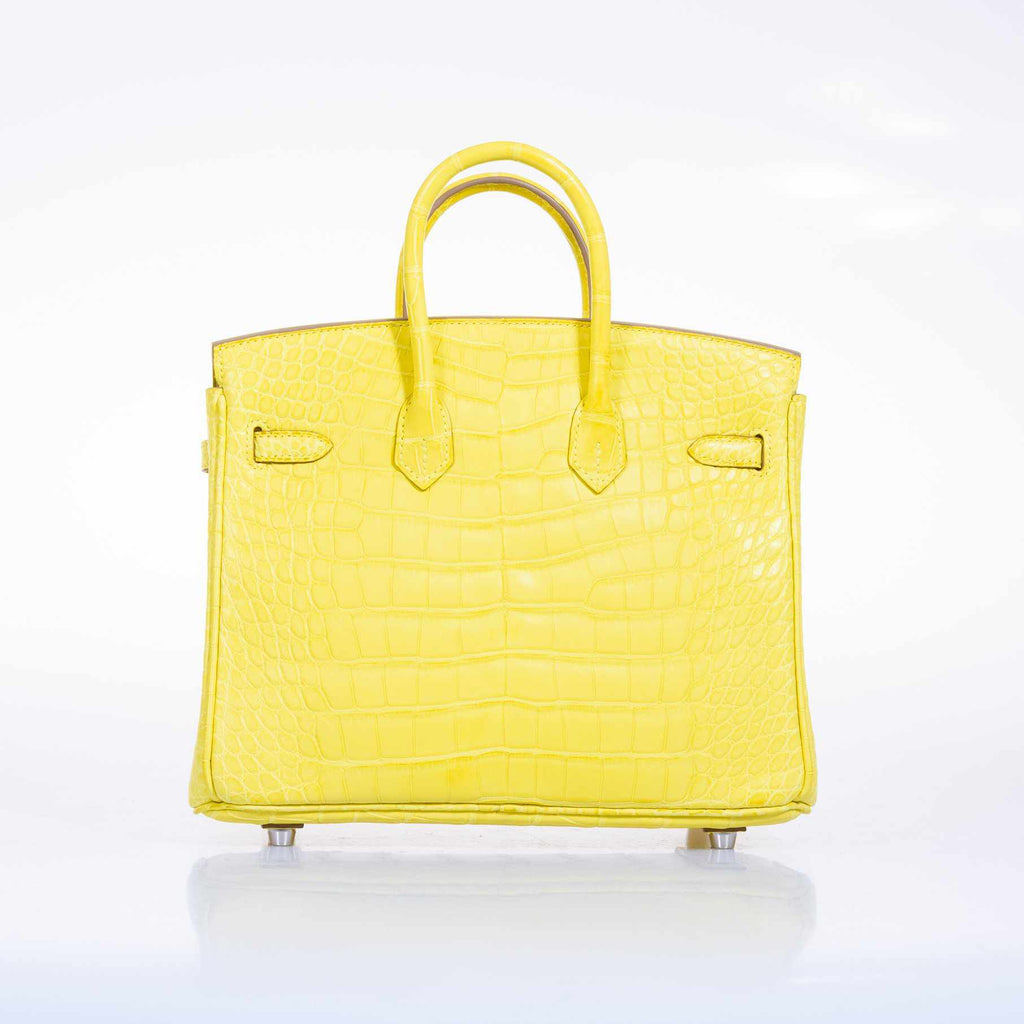 HermÃƒÆ’Ã‚Â¨s Birkin 25 Lime Yellow Matte Alligator Palladium Hardware
