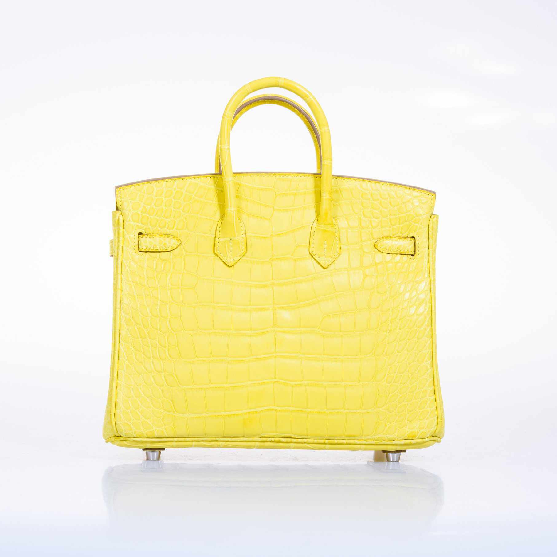HermÃƒÆ’Ã‚Â¨s Birkin 25 Lime Yellow Matte Alligator Palladium Hardware