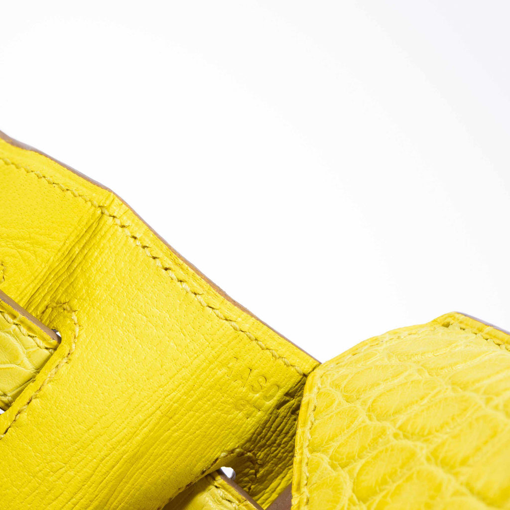 HermÃƒÆ’Ã‚Â¨s Birkin 25 Lime Yellow Matte Alligator Palladium Hardware
