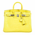HermÃƒÆ’Ã‚Â¨s Birkin 25 Lime Yellow Matte Alligator Palladium Hardware