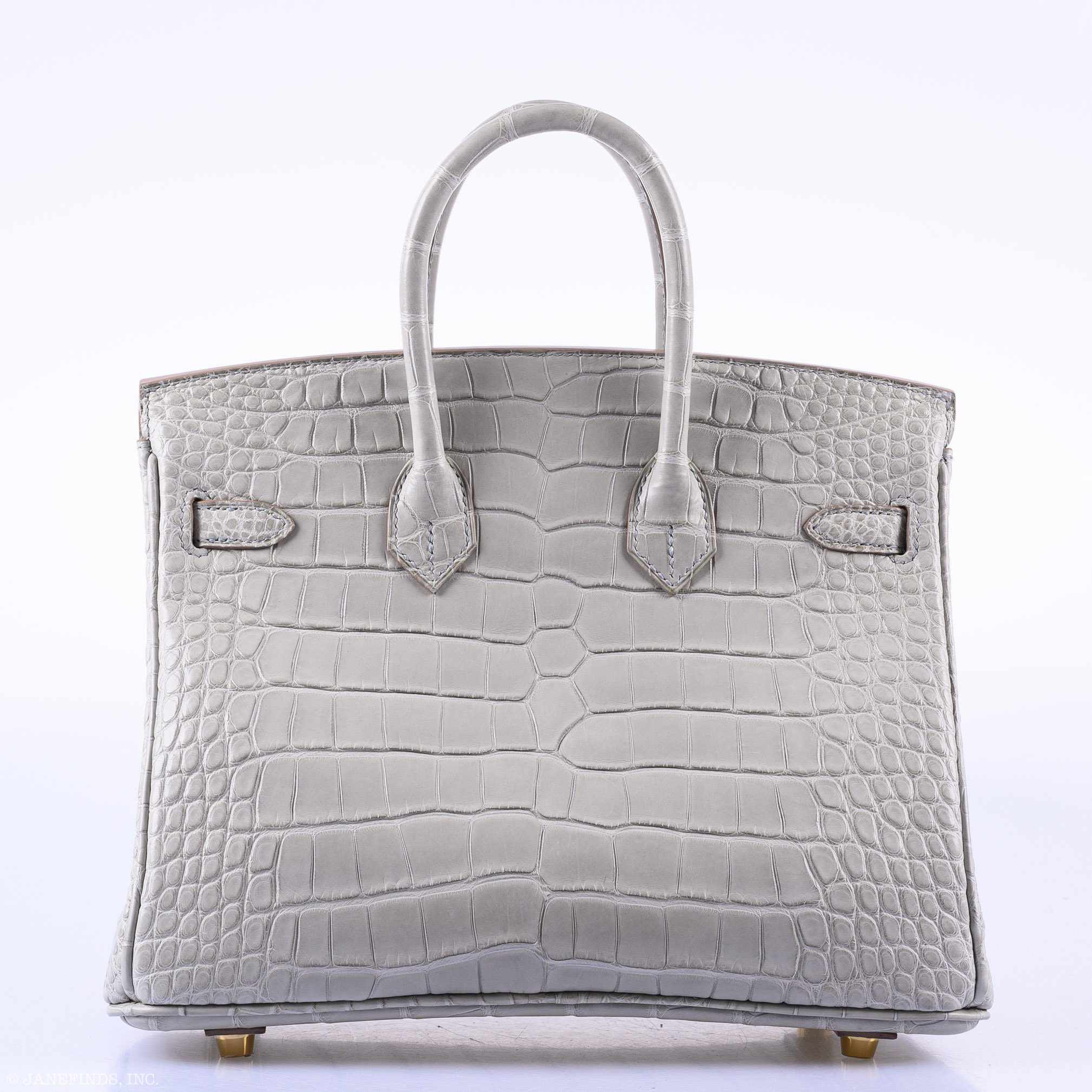 HermÃƒÆ’Ã‚Â¨s Birkin 25 Matte Gris Perle Alligator Gold Hardware - 2019, D