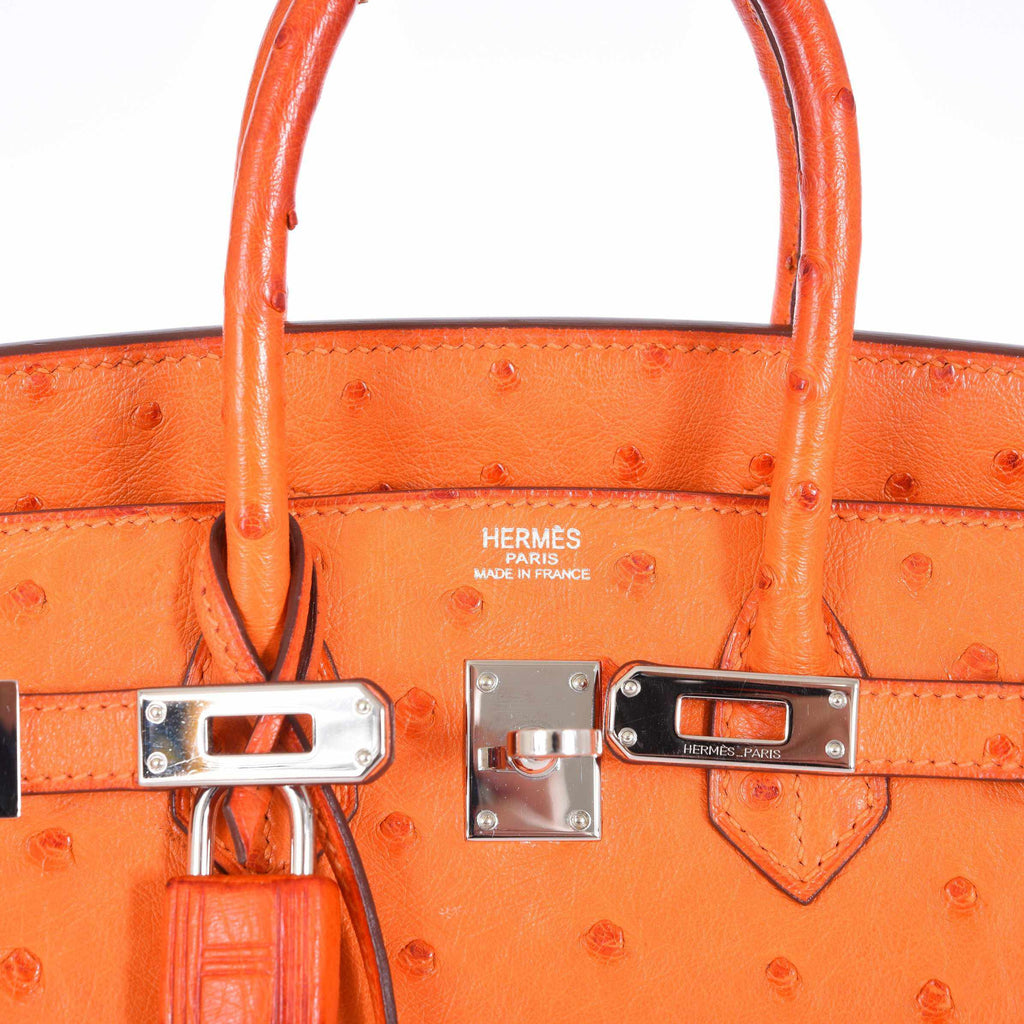 HermÃƒÆ’Ã‚Â¨s Birkin 25 Ostrich Tangerine Orange Palladium