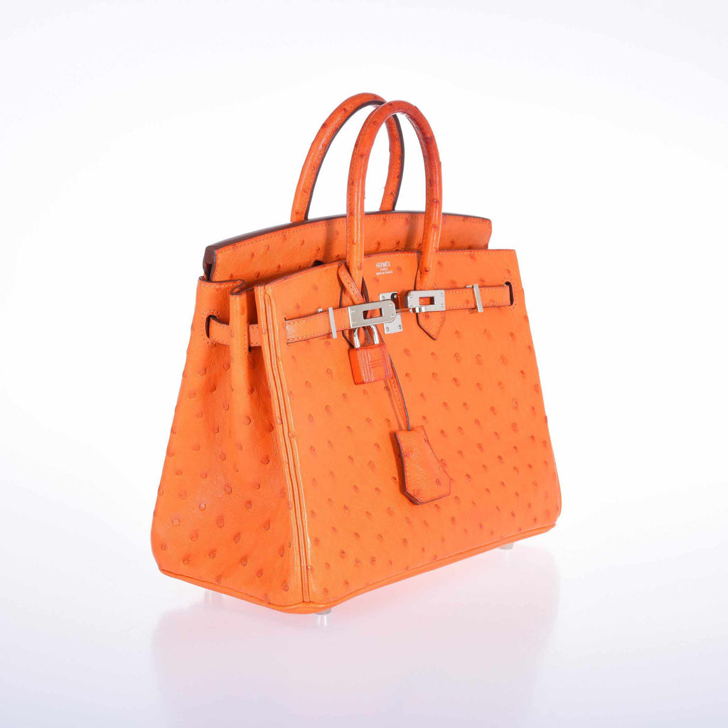 HermÃƒÆ’Ã‚Â¨s Birkin 25 Ostrich Tangerine Orange Palladium