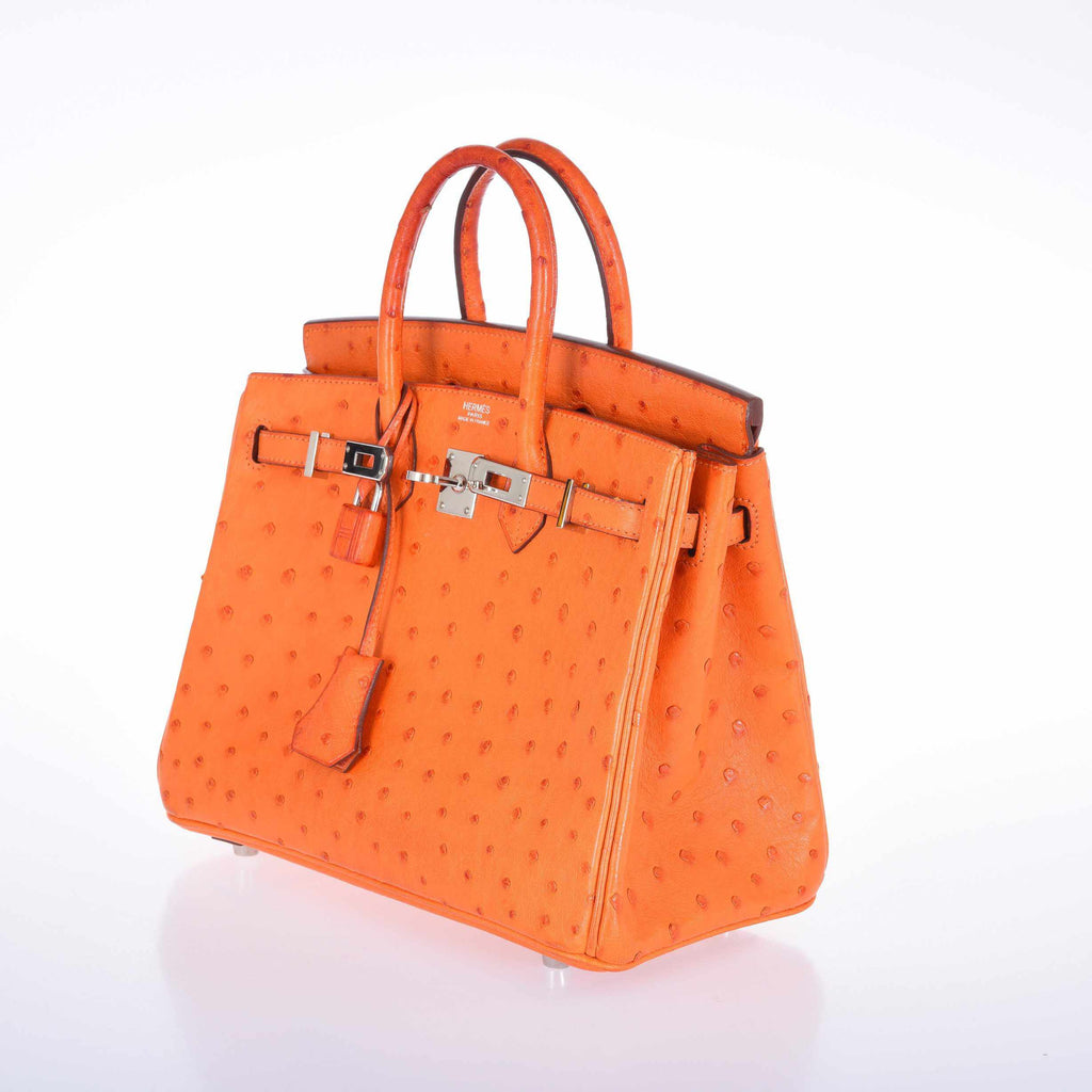 HermÃƒÆ’Ã‚Â¨s Birkin 25 Ostrich Tangerine Orange Palladium