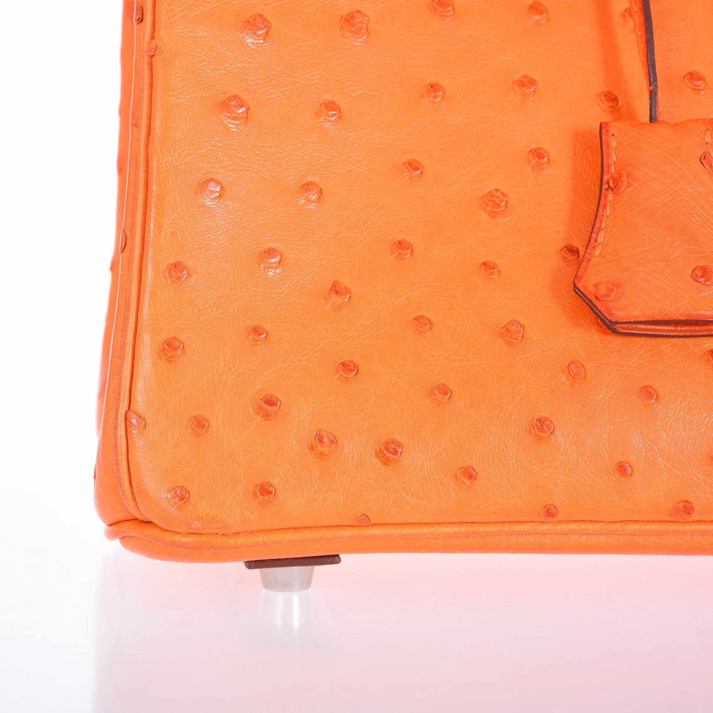 HermÃƒÆ’Ã‚Â¨s Birkin 25 Ostrich Tangerine Orange Palladium