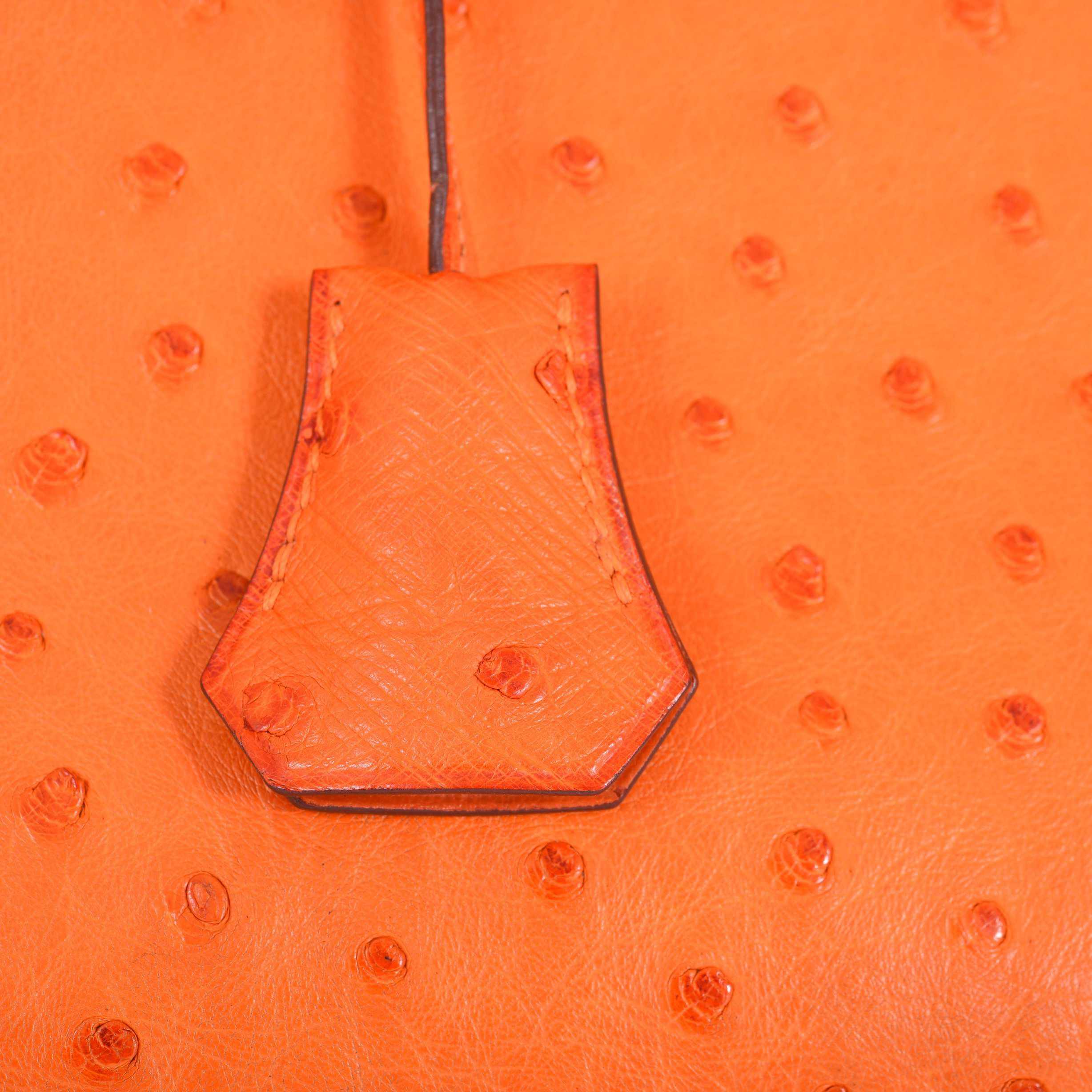 HermÃƒÆ’Ã‚Â¨s Birkin 25 Ostrich Tangerine Orange Palladium