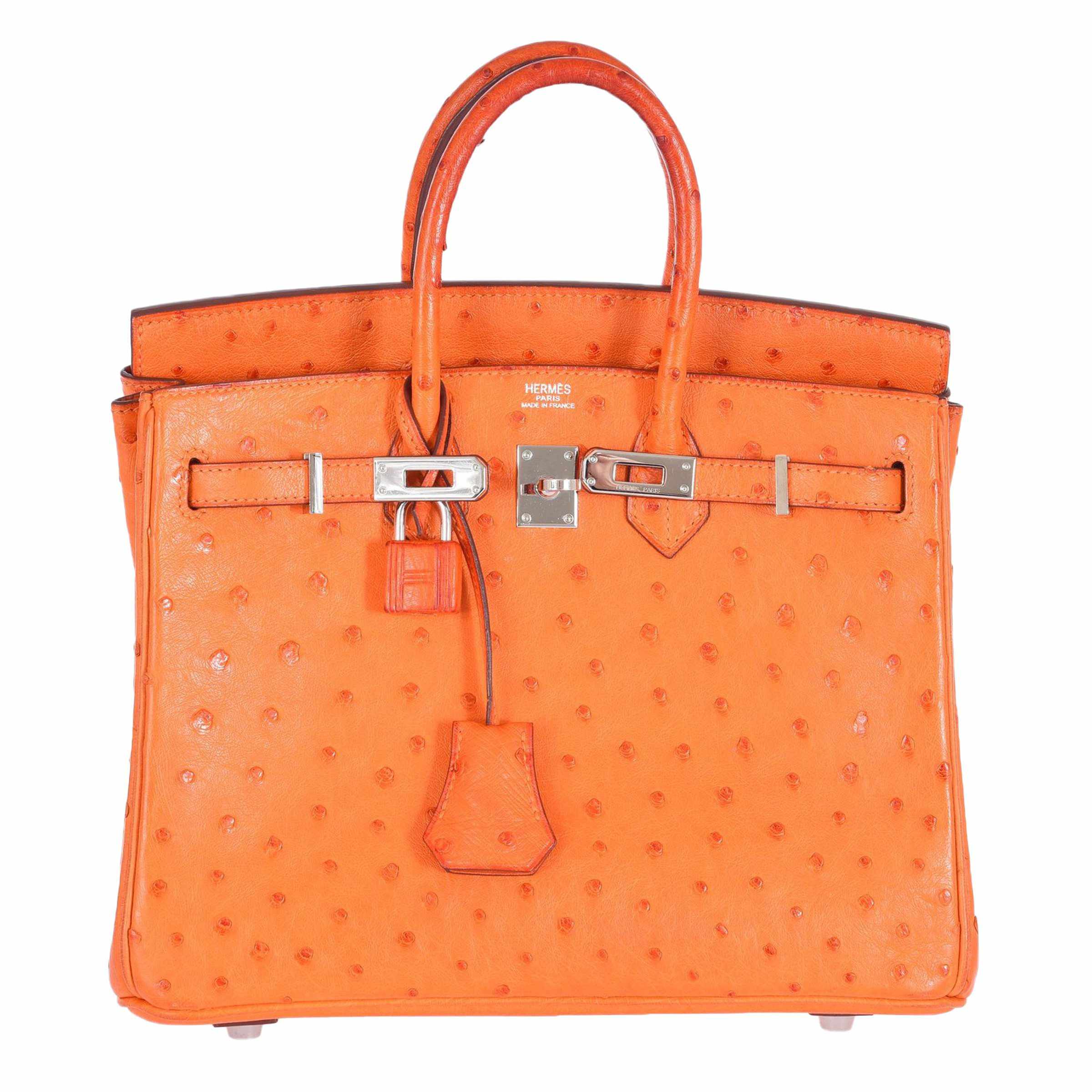 HermÃƒÆ’Ã‚Â¨s Birkin 25 Ostrich Tangerine Orange Palladium