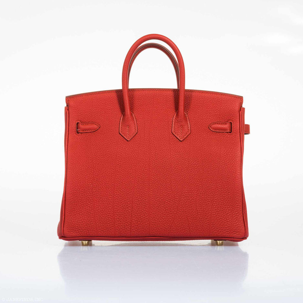 HermÃƒÆ’Ã‚Â¨s Birkin 25 Red Vermillion Togo Gold Hardware