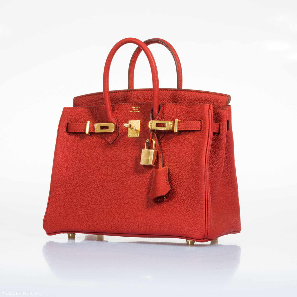 HermÃƒÆ’Ã‚Â¨s Birkin 25 Red Vermillion Togo Gold Hardware